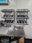 2 x Cambro wall-mounted utensil tray system comprising six grey plastic trays arranged in two
