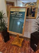 Silvercase freestanding display board. Solid oak frame with glazed case over green felt backing