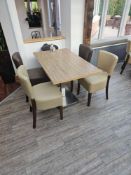 Contract Furniture Group UK rectangular Profile dining table with steel base pedestal wood top