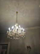 Fifteen-Light Crystal Chandelier – Tiered Frame with Cut Glass Dressing Large-scale chandelier