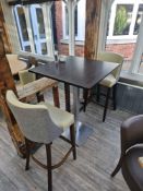 Contract Furniture Group UK poseur bar table Profile with steel base pedestal wood top complete with