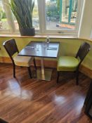 Contract Furniture Group UK square dining table with steel base pedestal wood top complete with 2