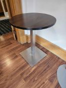 Contract Furniture Group UK circular dining table with steel base pedestal wood top 60 x 74cm [Loc