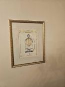 Set of three framed decorative prints titled “Balloon Ascent,” each depicting stylised 19th-