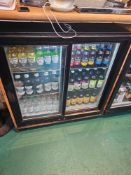 LEC BC9027KLED high-capacity Commercial Double Door Back Bar Bottle Cooler Sliding Double Doors