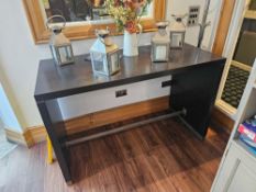 Waterfall style desk espresso finished with steel accents 150 x 68 x 95cm [Loc REST]
