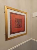Framed abstract wall art print mounted in profile frame 97 x 98cm [Loc Lobby]