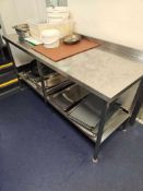 Stainless steel commercial preparation table with under shelf 180 x 70 x 90cm [Loc Kitchen]