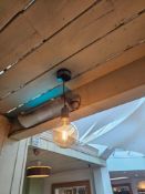6 x pendant light fixture central element is a large, spherical or globe-shaped LED filament bulb