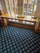 Cherry Wood console table clean-lined tops and tapered leg r with a warm reddish-brown finish and