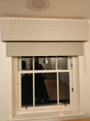 2 x window sets roller blinds with valance 1 x 140 x 160cm drop 2 x 50 x 160cm nd 1 x 96 x 160cm [