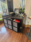 Waterfall style desk espresso finished with steel accents 150 x 68 x 95cm [Loc REST]
