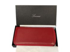 NEW IN ORIGINAL BOX LAVEMI DESIGNER RED LEATHER WALLET