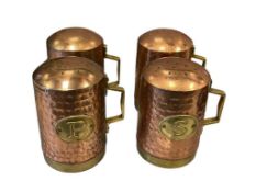 TWO SETS OF COPPER AND BRASS SALT & PEPPER SHAKERS
