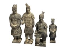 SET OF FOUR VINTAGE CHINESE REPRODUCTION TERRACOTTA WARRIOR SCULPTURES