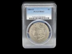 1884-O U.S. MORGAN SILVER DOLLAR PCGS MS63 (27654043)