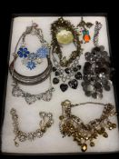 BEAUTIFUL ASSORTEMENT OF LADIES FASHION RHINESTONE COSTUME NECKLACES WITH HEART AND FLOWER DESIGNS