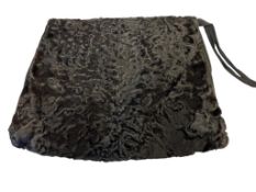 ANTIQUE VICTORIAN BLACK LAMB FUR HAND MUFF PURSE