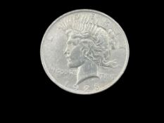 1923 U.S. PEACE SILVER DOLLAR AU