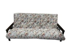 CLASSIC RETRO FUTON BED WITH WESTERN GEOMETRIC PRINT AND BLACK WOOD FRAME