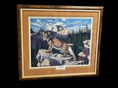 TERRY MILLER SIGNED AND NUMBERED LIMITED EDITION WILDLIFE YOSEMITE LYNX PRINT