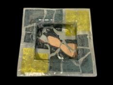 GARDNERVILLE, NEVADA ARTIST SIGNED BECKY SODERMAN ART GLASS SQUARE BOWL