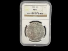 1886 U.S. MORGAN SILVER DOLLAR NGC MS63 (3867768-035)