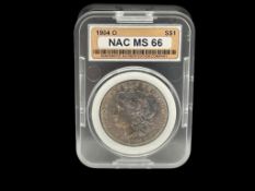 1904-O U.S. MORGAN SILVER DOLLAR NAC MS66