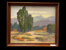 LISTED CALIFORNIA ARTIST ALICE PETERSON ORIGINAL OIL ON CANVAS OF CALIFORNIA LANDSCAPE
