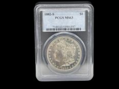 1882-S U.S. MORGAN SILVER DOLLAR PCGS MS63 (19901597)