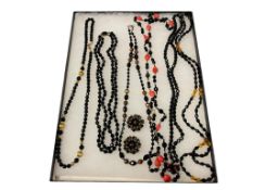 ASSORTED JET BLACK STYLE LADIES COSTUME JEWELRY BEADS INCLUDING MOSTLY NECKLACES