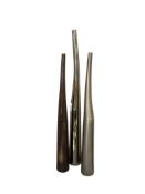 SET OF THREE HOME DECOR DESIGNER STYLE METAL FLOOR VASES