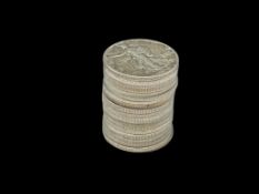 20 U.S. WALKING LIBERTY SILVER HALF DOLLARS FEATURING ASSORTED DATES AND MINT MARKS