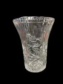 CUT CRYSTAL FLUTED VASE WITH THE STONE CANYON CLUB 2009 ENGRAVING