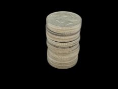 20 ASSORTED U.S. PEACE SILVER DOLLARS FEATURING VARIOUS DATES AND MINT MARKS