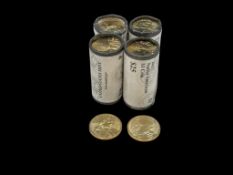 100 UNCIRCULATED U.S. SACAGAWEA GOLD TONE DOLLARS SEALED IN U.S. MINT ROLLS