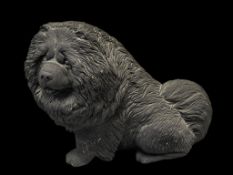 CALIFORNIA SANDICAST CAST CEMENT BLACK CHOW SCULPTURE NO. 166 CIRCA 1989