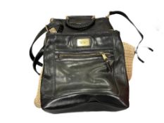 TWO WOMANS BLACK DESIGNER BAGS FROM TIGNANELLO AND MYSTIQUE, ONE IS LEATHER