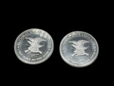TWO NATIONAL RIFLE ASSOCIATION NRA .999 FINE SILVER ROUNDS