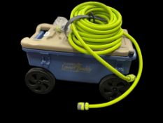 AMES LAWN BUDDY ROLLING GARDEN STOOL WITH STORAGE INCLUDES FLEXZILLA WATER HOSE WITH STORAGE STRAP