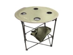 LIKE-NEW ULINE PORTABLE FOUR CUP CAMPING TABLE WITH ARMY GREEN FABRIC