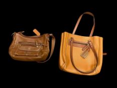 TWO WOMANS BROWN LEATHER BAGS ST JOHNS  BAY AND CROFT & BARROW