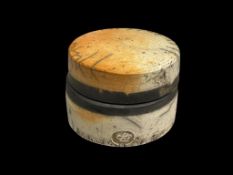 SIGNED DAN LEONETTE CALIFORNIA POTTERY HORSEHAIR RAKU LIDDED JAR