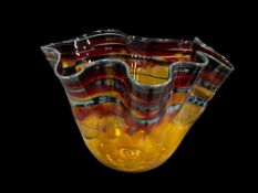 2005 SIGNED STUDIO ART GLASS RUFFLED RIM VASE