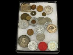 VINTAGE CASINO TOKENS, CHIPS. MEDAL, AND FOREIGN CURRENCY