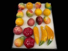 SCULPTED AND POLISHED STONE DECORATIVE FRUITS TOTAL OF 19