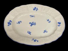 MEISSEN SANSSOUCI WEISS PORCELAIN BLUE AND WHITE FLORAL DECORATED OVAL PLATTER