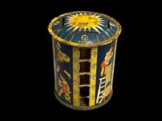 1930'S SUNBURST ROTATING TIN-LITHO METAL MONEY SAVING TIN COIN BANK