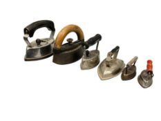 ANTIQUE AND VINTAGE CAST IRON SAD IRONS IN VARIOUS SIZES ENTERPRISE AND DOVER MAKERS