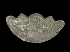 BRILLIANT WHEEL CUT CRYSTAL BANANA BOAT BOWL
